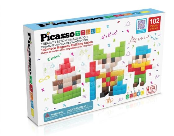 PICASSO TILES Magnētiskais konstruktors magnētiskie kubi 102 detaļas, PMC102