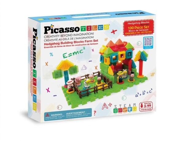 PICASSO TILES Magnetic Construction Set Hedgehog Blocks Farm 100 pcs, PTB100-Farm