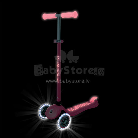 GLOBBER skrejritenis Primo Plus Glow Lights, koraļļu rozā, 443-110