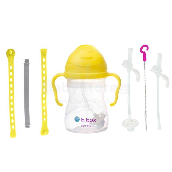 B.BOX 62610 Starter Set 3-in-1 - 240ml Lemon Straw Bottle + Lemon Sherbet Lanyard + Spare Straws