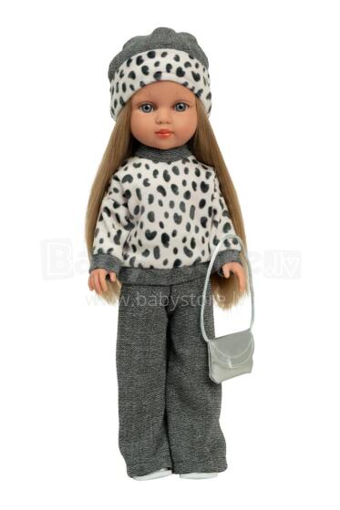 Arias doll little girl Carlota in gray outfit, 36 cm