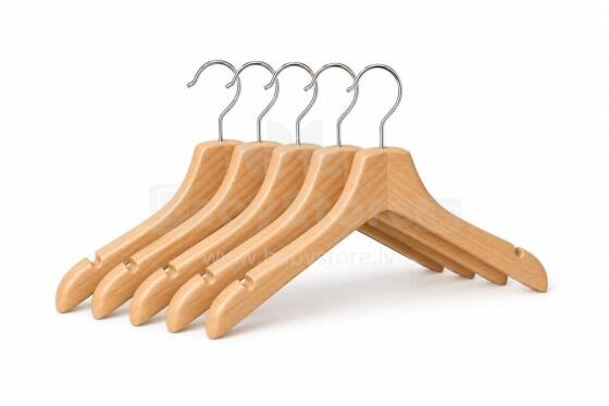 Bebe Basic Cloth Hanger Art.291994 Drēbju pakaramais (dabīga koka, 5 gb.)