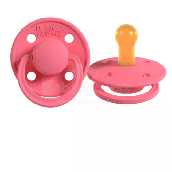 Rebael Natural Rubber Round Latex Art.292021 Salmon Apaļš māneklītis (knupītis) no 100% naturāla kaučuka no 0-6 mēn. (1 gb.)