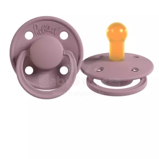 Rebael Natural Rubber Round Latex Art.292022 Plum Apaļš māneklītis (knupītis) no 100% naturāla kaučuka no 0-6 mēn. (1 gb.)