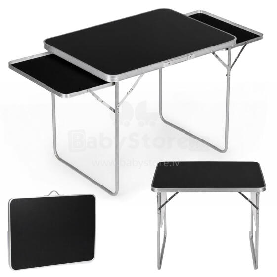 Складной туристический столик 120x60 см в чемодане 2 полки черный MultiGarden