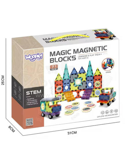 WOOPIE 54870 Magnētiskie Bloki 71 gab.