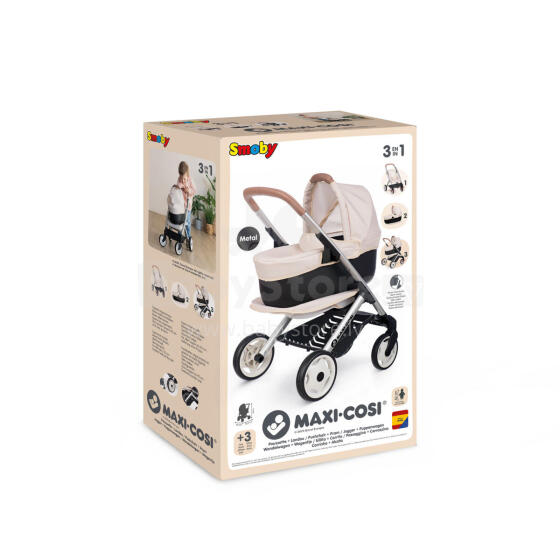 Smoby Maxi-Cosi 3-in-1 leļļu ratiņu komplekts - bēšs