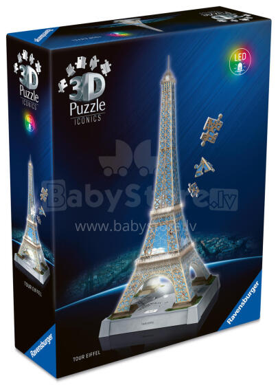 Ravensburger 3D puzle ar LED gaismu: Eifeļa tornis