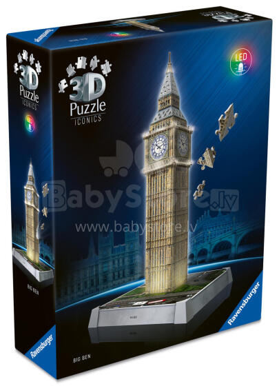 Ravensburger 3D Puzle ar LED Gaismu: Lielais Ben