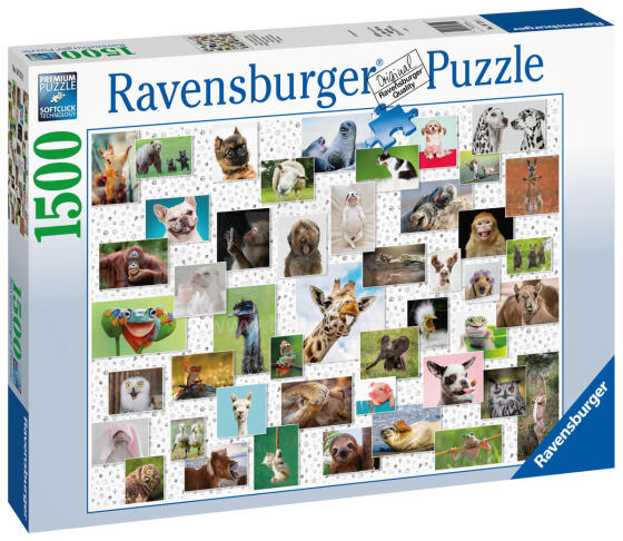 Ravensburger puzle 1500 gabali Jautrie dzīvnieki kolāža