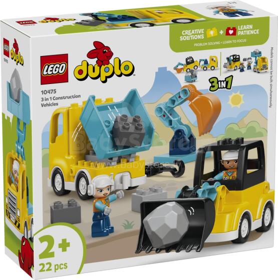 LEGO DUPLO 3 in 1 Būvniecības Transportlīdzekļi