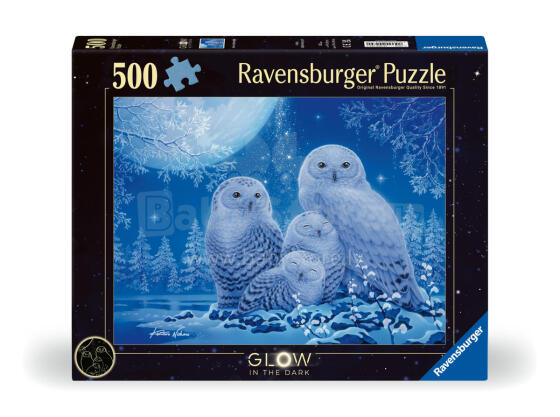 Пазл Ravensburger, светящийся в темноте, 500 деталей: Совы при лунном свете