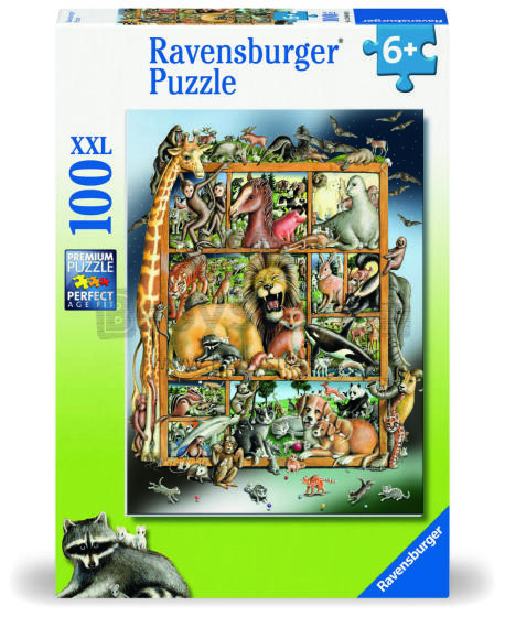 Ravensburger puzle 100 gab. Dzīvnieki uz attēla rāmja