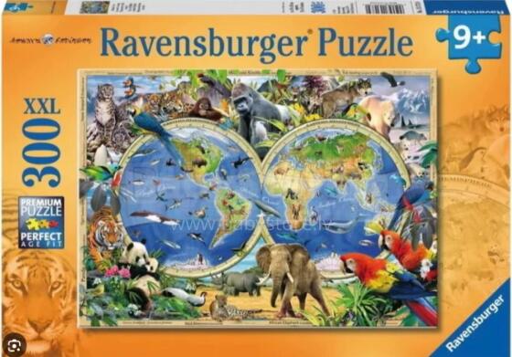 Ravensburger puzle 300 gab. Pasaules atlants ar dzīvniekiem