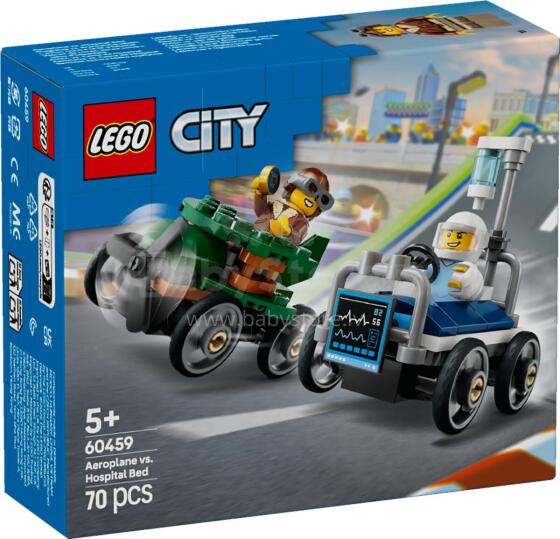 LEGO City Lidmašīna pret Slimnīcas Gultas Sacīkšu Automobiļu Komplekts