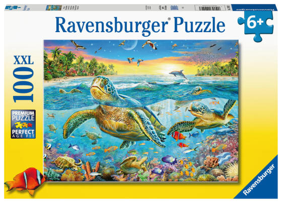 Ravensburger puzle 100 gab. Peldēšana ar jūras bruņurupučiem