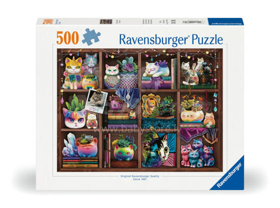 Ravensburger puzle 500 gabali: Kaķi un sukulenti