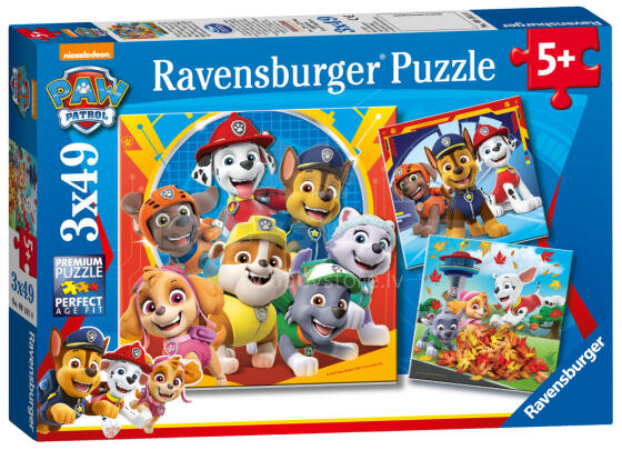 Ravensburger puzle 3x49 gabali Paw Patrol kucēni