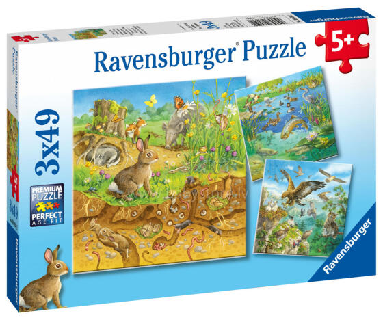 Ravensburger puzle 3x49 gabali dzīvnieki