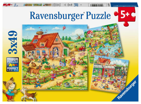 Ravensburger puzle 3x49 gabali brīvdienas laukos