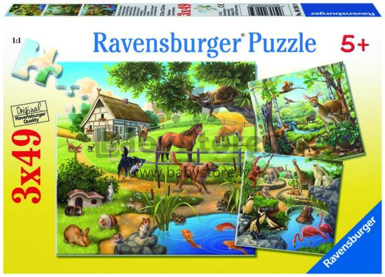 Ravensburger puzle 3x49 gabali dzīvnieki