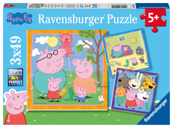 Ravensburger puzle 3x49 gabali Peppa Pig