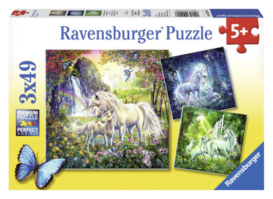 Ravensburger puzle 3x49 gabali Skaisti vienradži