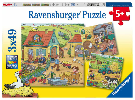 Ravensburger puzle 3x49 gabali On the Farm