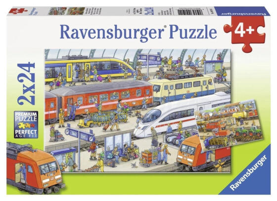 Пазл Ravensburger 2x24 шт. Занятая железнодорожная станция