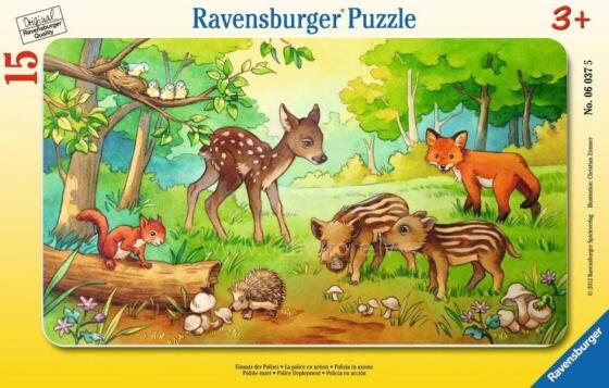 Пазл Ravensburger в маленькой рамке 15 деталей "Милые дикие животные"