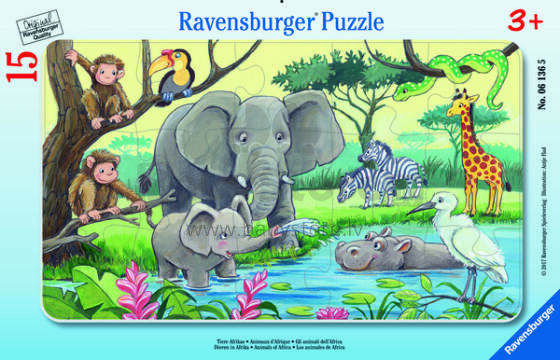 Пазл Ravensburger Маленькая рамка 15 деталей Африканские животные