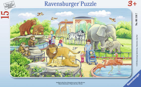 Ravensburger rāmja puzle 15 gab. Ceļojums uz zooloģisko dārzu