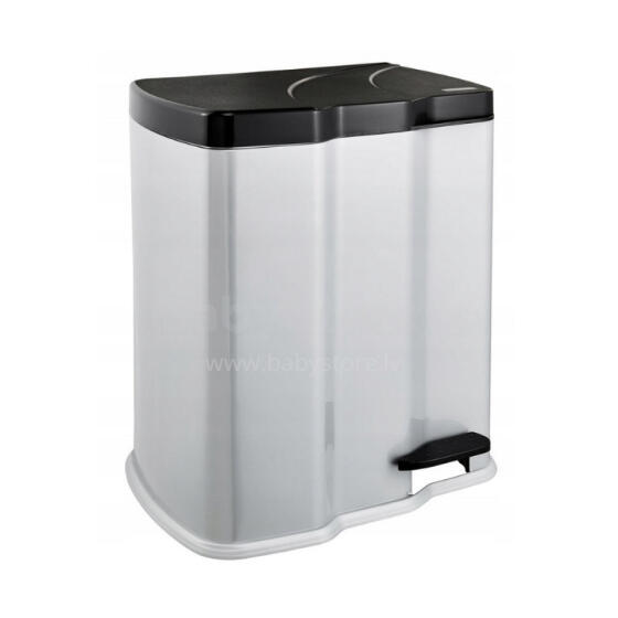 Pedāļspainis atkritumu šķirošanai  7+15L Gunnar 39,5x29x43,5cm gaiša sudraba krāsā