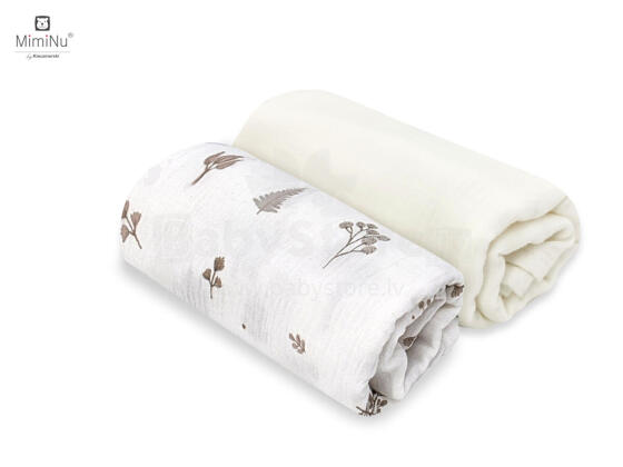 KIECZMERSKI Подгузники 75x75 см МУСЛИН 100% хлопок кремовый / листья 2-pack