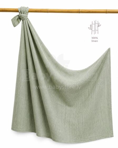 La Bebe™ Eco Natural Linen Swaddle Art.294584 Olive High-quality swaddling blanket made of natural linen (150x100 cm)