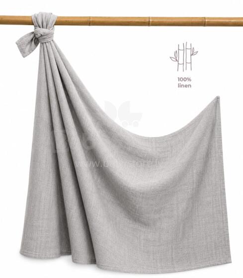 La Bebe™ Eco Natural Linen Swaddle Art.294585 Light Grey High-quality swaddling blanket made of natural linen (150x100 cm)