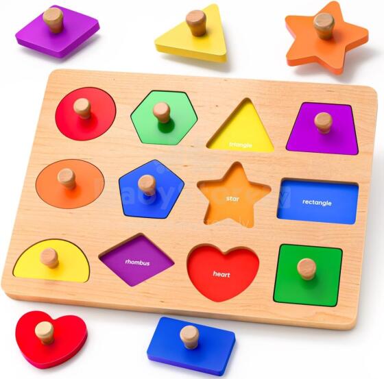 SYHLN Montessori Toy Wooden Art.294586 Montessori koka puzle-dēlis