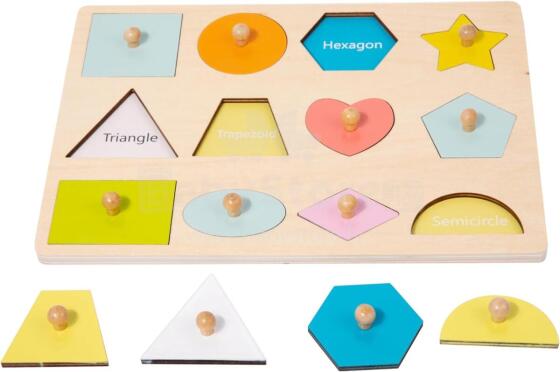 Adena Montessori Wooden Art.294587  Деревянная развивающая доска- пазл Монтессори
