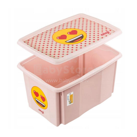 Box with lid 45L Karolina &ldquo;Emoji Hearts&rdquo; 55.5x40x30cm pink