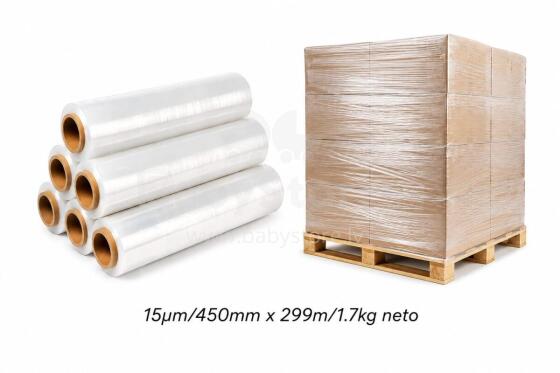 Bebe Basic Stretch 15µm/450mm x 299m Art.294758 Прозрачная паллетная пленка 2.99x45