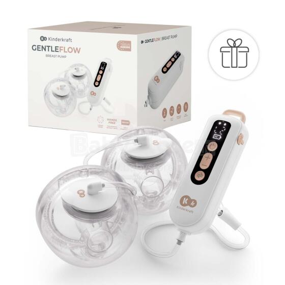 KINDERKRAFT pārnēsājamais dubultais elektriskais krūts sūknis GENTLEFLOW, golden, KEGEFL00GLD0000