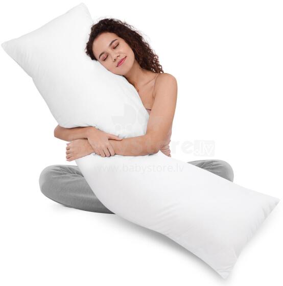 La Bebe™ Easy Extended Suuport Maternity Pillow Art.275384 White Daudzfunkcionāls gulēšanas atbalsta spilvens ar sintepona (bumbiņsintepons) pildījums (īpaši mīksts un kluss) 200 x 40 cm