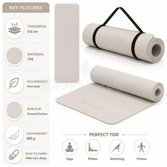 Frogeez Fitness Mat Art.ACT0025 Beige Vingrošanas paklājs
