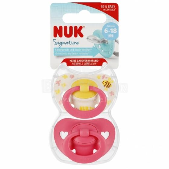 NUK 176322 Соска 2 шт 6-18м SIGNATURE розовая