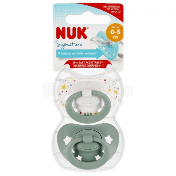 NUK 730617 Sūklis 2 gab. 0-6m SIGNATURE balts/zaļš