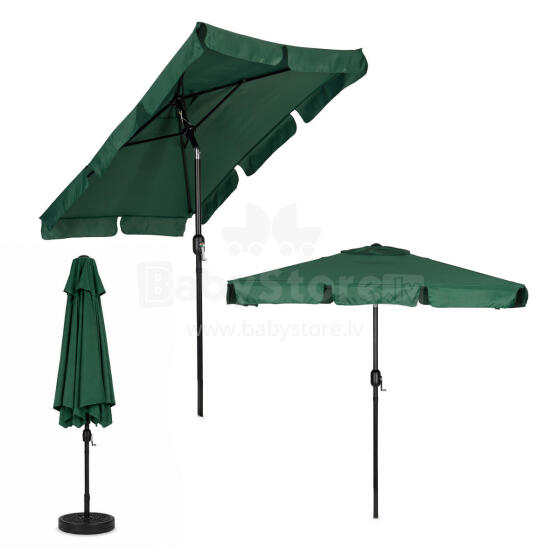 Prostokāna liels dārza saulessargs slīps salokāms ar rokturi zaļš 200x130 cm MultiGarden