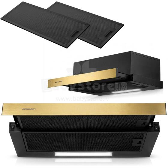 Kuchņu zem skapja teleskopiskā nosūcēja 60 cm Berdsen BE-60-LW melna-zelta