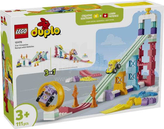 LEGO DUPLO pilsēta 3 in 1 radošās rampas ar transportlīdzekļiem