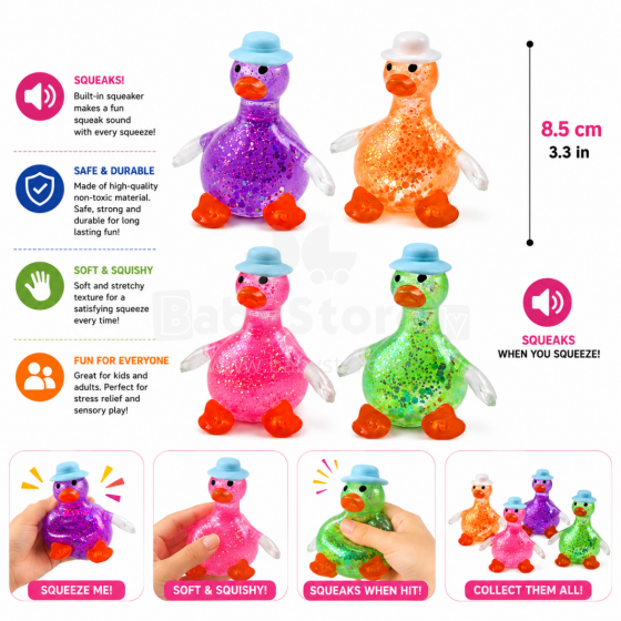 I-Toys Duck Squishy Antistress Art.295916 Anti-stress toy "Duckling" with glitter and a squishy sound