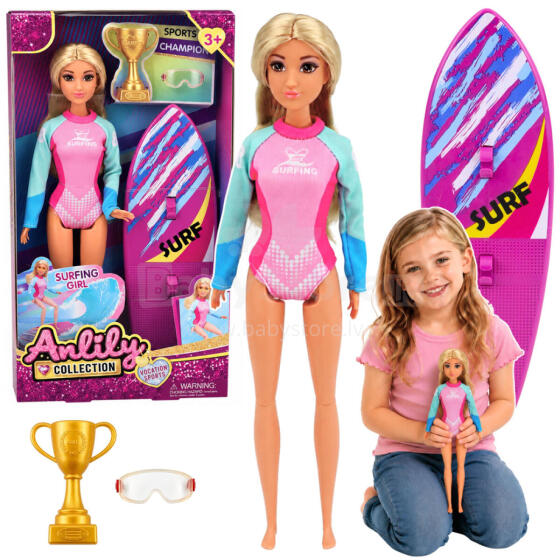 Anlily Surfer Doll in Wetsuit with Surfboard Accessories Set